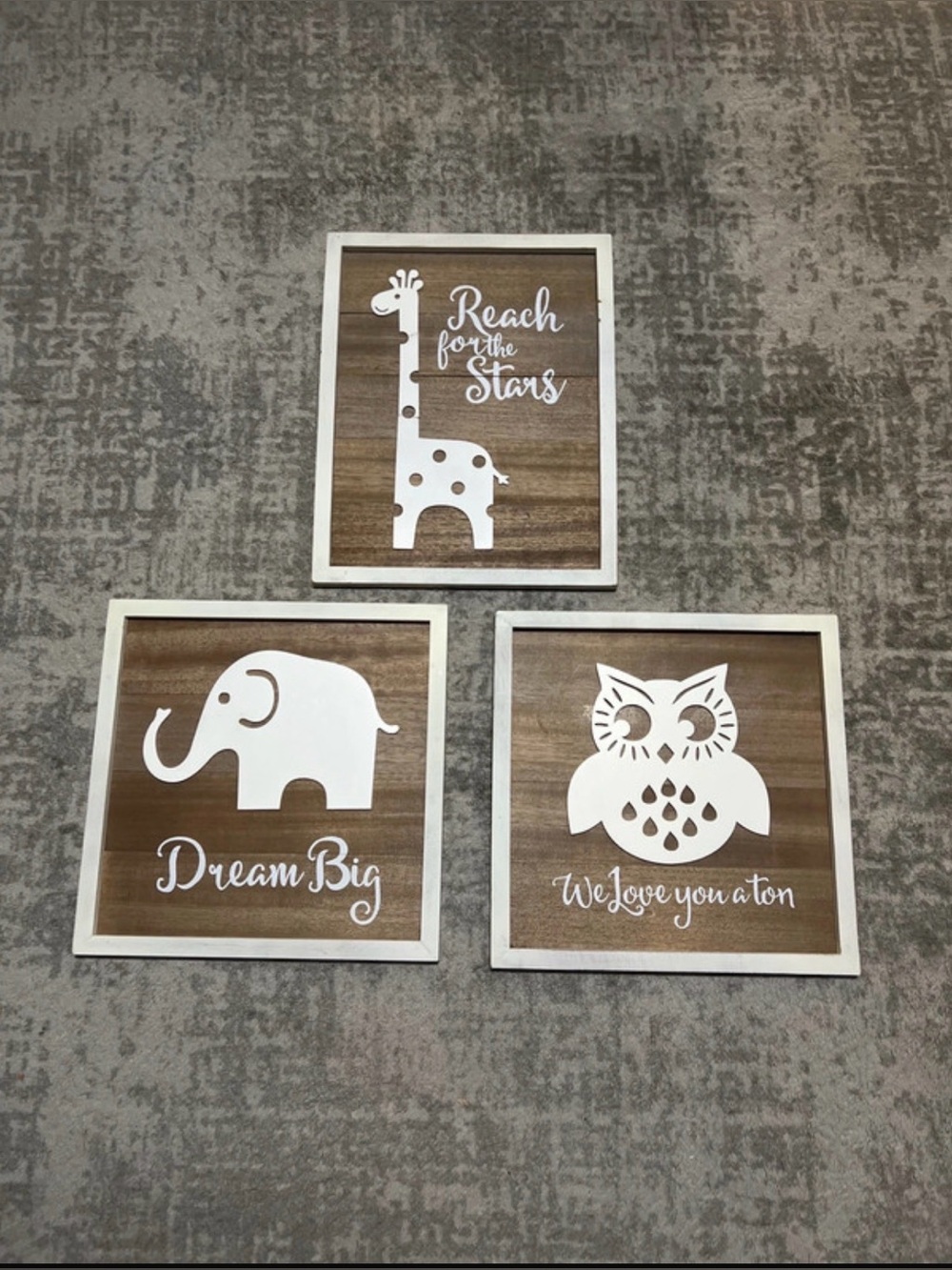 3 animal pictures/decor for kids room/nursery.